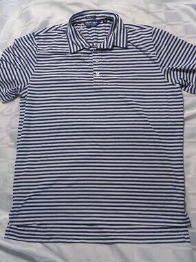 RALPH LAUREN COLLARED POLO GOLF SHORT SLEEVE MEN'S SIZE XL BLUE WHITE SHIRT